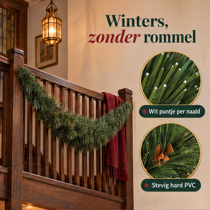 infographic opus55 infographic 2 - Cheqo® Kerstslinger 180 cm Groen Gebogen met Witte Puntjes zonder Verlichting