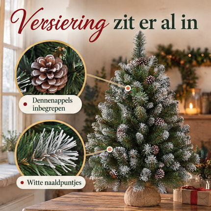 infographic opus55 infographic 2 - Cheqo® Mini Kerstboom 90 cm met Witte Naaldpuntjes en Dennenappels