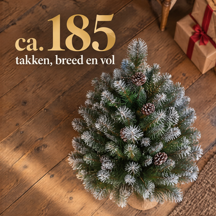 infographic opus55 infographic 3 - Cheqo® Mini Kerstboom 90 cm met Witte Naaldpuntjes en Dennenappels
