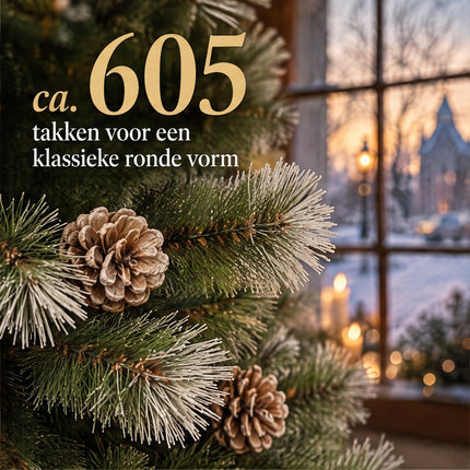 infographic opus55 infographic 2 - Cheqo® Kunstkerstboom 185 cm met Witte Naaldpuntjes en Dennenappels