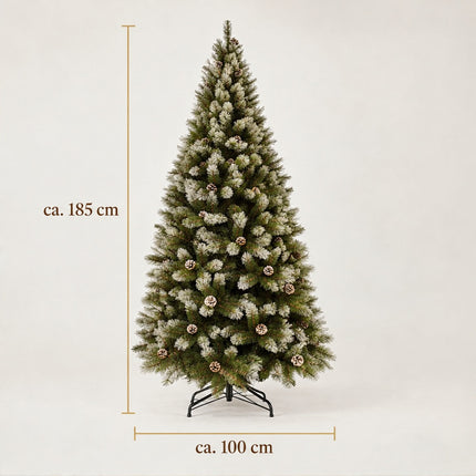 infographic opus55 infographic 3 - Cheqo® Kunstkerstboom 185 cm met Witte Naaldpuntjes en Dennenappels