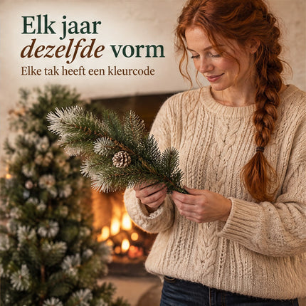 infographic opus55 infographic 5 - Cheqo® Kunstkerstboom 185 cm met Witte Naaldpuntjes en Dennenappels