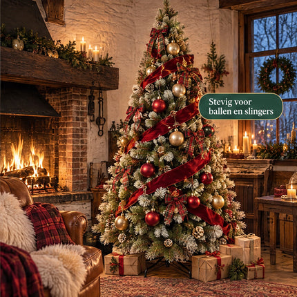 infographic opus55 infographic 6 - Cheqo® Kunstkerstboom 185 cm met Witte Naaldpuntjes en Dennenappels
