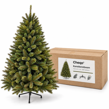 infographic opus55 verpakking - Cheqo® Kunstkerstboom 120 cm met Witte Naaldpuntjes zonder Verlichting