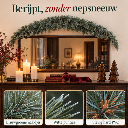 infographic opus55 infographic 2 - Cheqo® Kerstslinger 180 cm Blauw Gebogen met Witte Puntjes