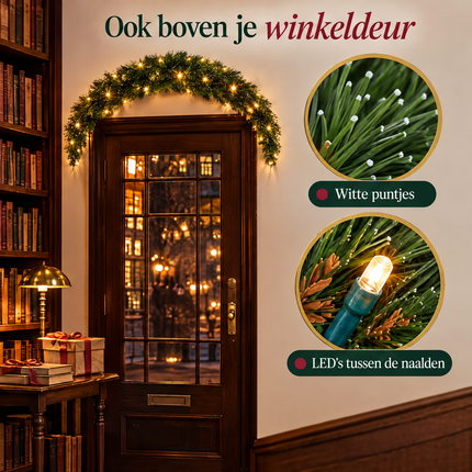 infographic opus55 infographic 3 - Cheqo® Kerstslinger 180 cm Groen Gebogen met Witte Puntjes en 96 LED Warm Wit