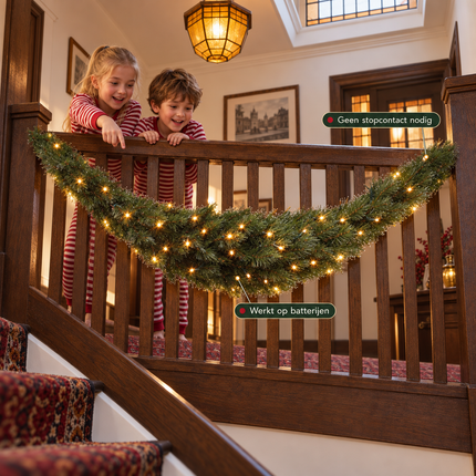 infographic opus55 infographic 6 - Cheqo® Kerstslinger 180 cm Groen Gebogen met Witte Puntjes en 96 LED Warm Wit