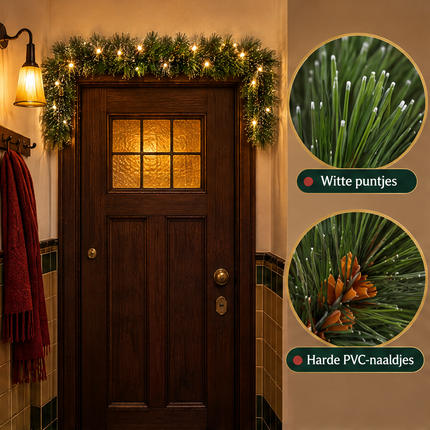 infographic opus55 infographic 2 - Cheqo® Kerstslinger 180 cm Groen met Witte Puntjes en 72 LED Warm Wit