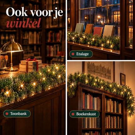 infographic opus55 infographic 3 - Cheqo® Kerstslinger 180 cm Groen met Witte Puntjes en 72 LED Warm Wit