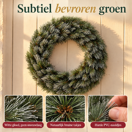 infographic opus55 infographic 1 - Cheqo® Kerstkrans 60 cm Groen met Bevroren Look