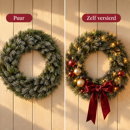 infographic opus55 infographic 2 - Cheqo® Kerstkrans 60 cm Groen met Bevroren Look