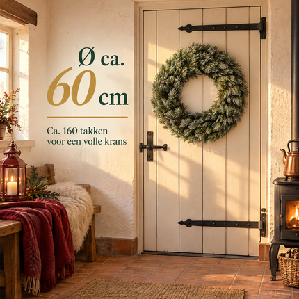 infographic opus55 infographic 3 - Cheqo® Kerstkrans 60 cm Groen met Bevroren Look