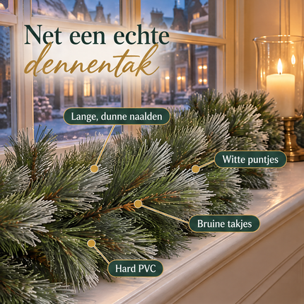 infographic opus55 infographic 2 - Cheqo® Kerstslinger 180 cm met Lange Naalden en Witte Puntjes