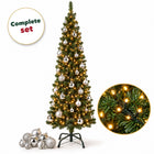 infographic opus55 hoofdafbeelding - Cheqo® Smalle Kunstkerstboom 120 cm met Verlichting en Kerstballen