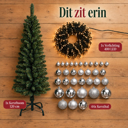 infographic opus55 infographic 1 - Cheqo® Smalle Kunstkerstboom 120 cm met Verlichting en Kerstballen