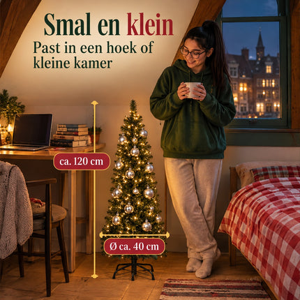 infographic opus55 infographic 2 - Cheqo® Smalle Kunstkerstboom 120 cm met Verlichting en Kerstballen