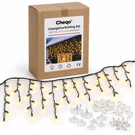 infographic opus55 verpakking - Cheqo® IJspegel Verlichting Buiten 12 Meter met Ophanghaakjes
