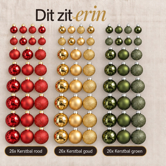infographic opus55 infographic 1 - Cheqo® 78 Glazen Kerstballen Rood, Goud en Groen