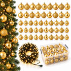 infographic opus55 hoofdafbeelding - Cheqo® Gouden Kerstballen met Opbergbox en Kerstverlichting Warm en Extra Warm Wit