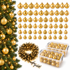 infographic opus55 hoofdafbeelding - Cheqo® Gouden Kerstballen 140 Stuks met Clusterverlichting 700 LED Extra Warm Wit