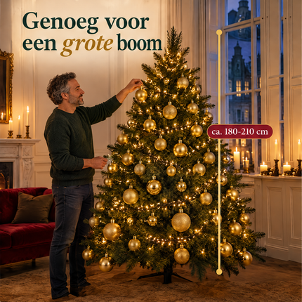 infographic opus55 infographic 2 - Cheqo® Gouden Kerstballen 140 Stuks met Clusterverlichting 700 LED Extra Warm Wit