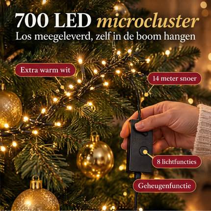 infographic opus55 infographic 3 - Cheqo® Gouden Kerstballen 140 Stuks met Clusterverlichting 700 LED Extra Warm Wit