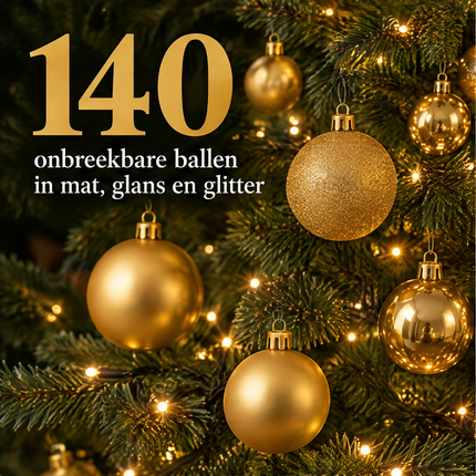 infographic opus55 infographic 4 - Cheqo® Gouden Kerstballen 140 Stuks met Clusterverlichting 700 LED Extra Warm Wit