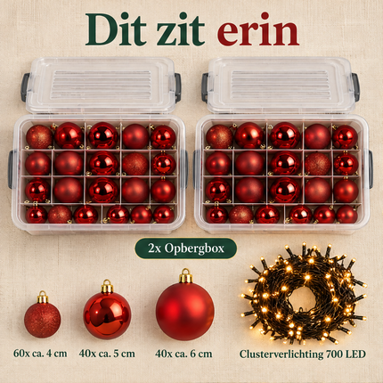infographic opus55 infographic 1 - Cheqo® Rode Kerstballen 140 Stuks met Clusterverlichting 700 LED Extra Warm Wit