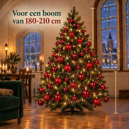 infographic opus55 infographic 2 - Cheqo® Rode Kerstballen 140 Stuks met Clusterverlichting 700 LED Extra Warm Wit