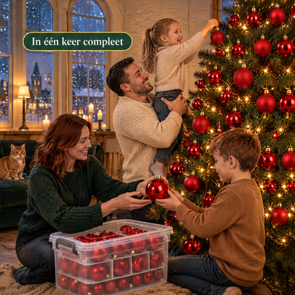 infographic opus55 infographic 6 - Cheqo® Rode Kerstballen 140 Stuks met Clusterverlichting 700 LED Extra Warm Wit