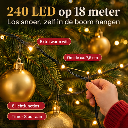infographic opus55 infographic 3 - Cheqo® Gouden Kerstballen 70 Stuks met Kerstverlichting 240 LED Extra Warm Wit