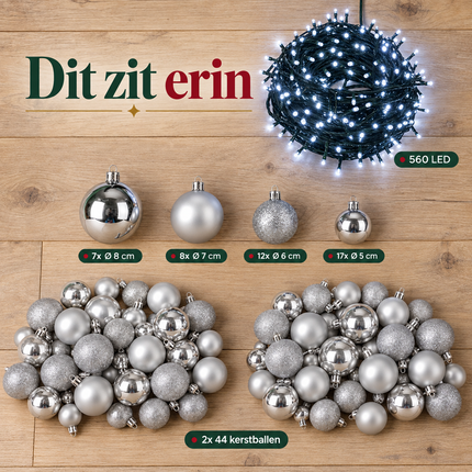 infographic opus55 infographic 1 - Cheqo® Clusterverlichting 560 LED Wit met 88 Zilveren Kerstballen
