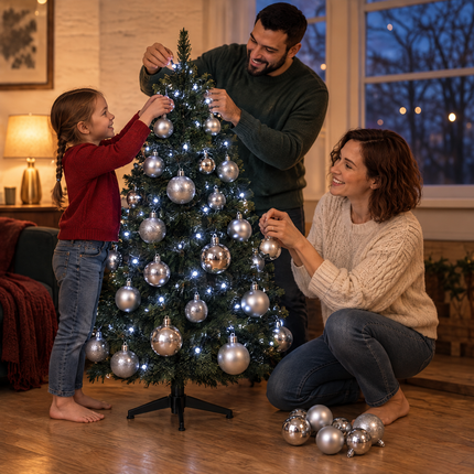 infographic opus55 infographic 6 - Cheqo® Kerstballen Zilver met Kerstverlichting 180 LED Wit
