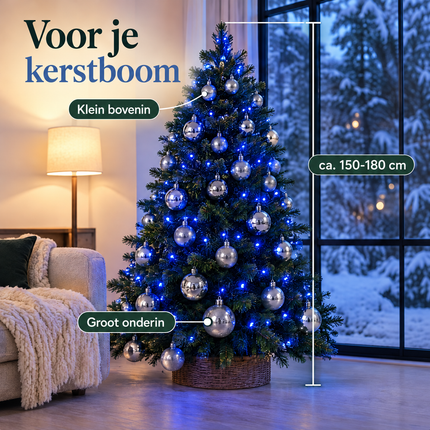 infographic opus55 infographic 2 - Cheqo® Kerstverlichting 240 LED Blauw met 88 Zilveren Kerstballen