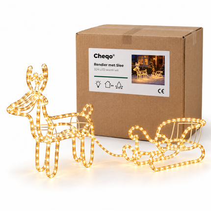infographic opus55 verpakking - Cheqo® Rendier met Slee 324 LED Warm Wit
