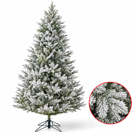 infographic opus55 hoofdafbeelding - Cheqo® Kunstkerstboom 215 cm Ø145 cm met Sneeuw zonder Verlichting