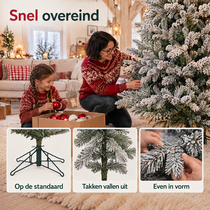 infographic opus55 infographic 5 - Cheqo® Kunstkerstboom 215 cm Ø145 cm met Sneeuw zonder Verlichting