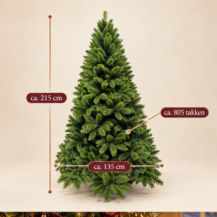 infographic opus55 infographic 3 - Cheqo® Kunstkerstboom 215 cm Ø135 cm 805 Takken zonder Verlichting