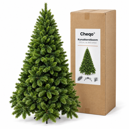 infographic opus55 verpakking - Cheqo® Kunstkerstboom 215 cm Ø135 cm 805 Takken zonder Verlichting