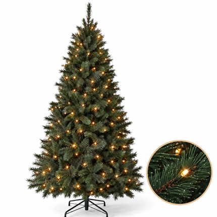 infographic opus55 hoofdafbeelding - Cheqo® Kunstkerstboom 215 cm Ø125 cm met Verlichting Warm Wit