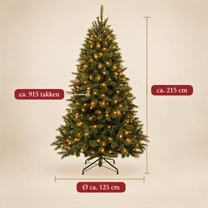 infographic opus55 infographic 3 - Cheqo® Kunstkerstboom 215 cm Ø125 cm met Verlichting Warm Wit