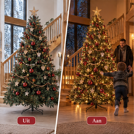 infographic opus55 infographic 4 - Cheqo® Kunstkerstboom 215 cm Ø125 cm met Verlichting Warm Wit