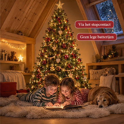 infographic opus55 infographic 6 - Cheqo® Kunstkerstboom 215 cm Ø125 cm met Verlichting Warm Wit