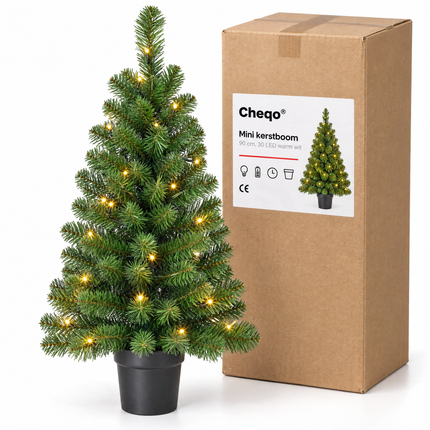 infographic opus55 verpakking - Cheqo® Mini Kerstboom 90 cm Ø50 cm met Verlichting Warm Wit