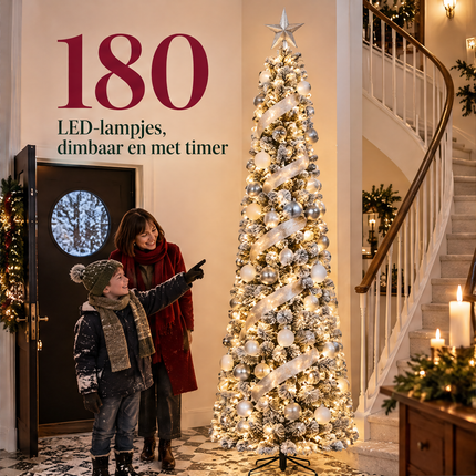 infographic opus55 infographic 2 - Cheqo® Kunstkerstboom 230 cm met Sneeuw en Verlichting Warm Wit