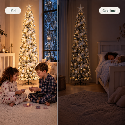 infographic opus55 infographic 5 - Cheqo® Kunstkerstboom 230 cm met Sneeuw en Verlichting Warm Wit