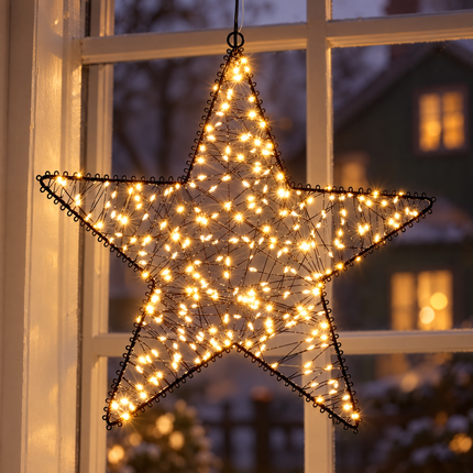 infographic opus55 hoofdafbeelding - Cheqo® Kerstster 35 cm met Verlichting Extra Warm Wit