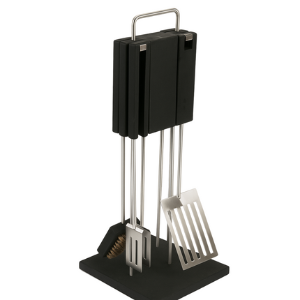 Cheqo® Luxe RVS Barbecue Gereedschap Set met Standaard - BBQ GRill Set - Barbecuegerei - BBQ Accessoires