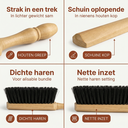 Cheqo® Handveger - Stoffer - Handstoffer - Houten Handveger - Houten Stoffer - Handveger Hout - Stoffer Hout - Handveger Zwart - Zwarte Handveger - Stoffer Zwart - Handveger voor Binnen