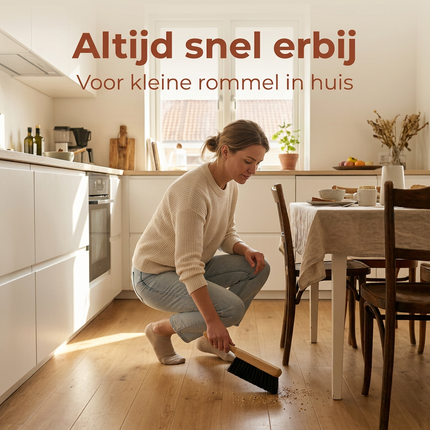 Cheqo® Handveger - Stoffer - Handstoffer - Houten Handveger - Houten Stoffer - Handveger Hout - Stoffer Hout - Handveger Zwart - Zwarte Handveger - Stoffer Zwart - Handveger voor Binnen
